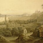 Historische Ansicht des Klosters Heilig Kreuz in Meißen und der Elblandschaft